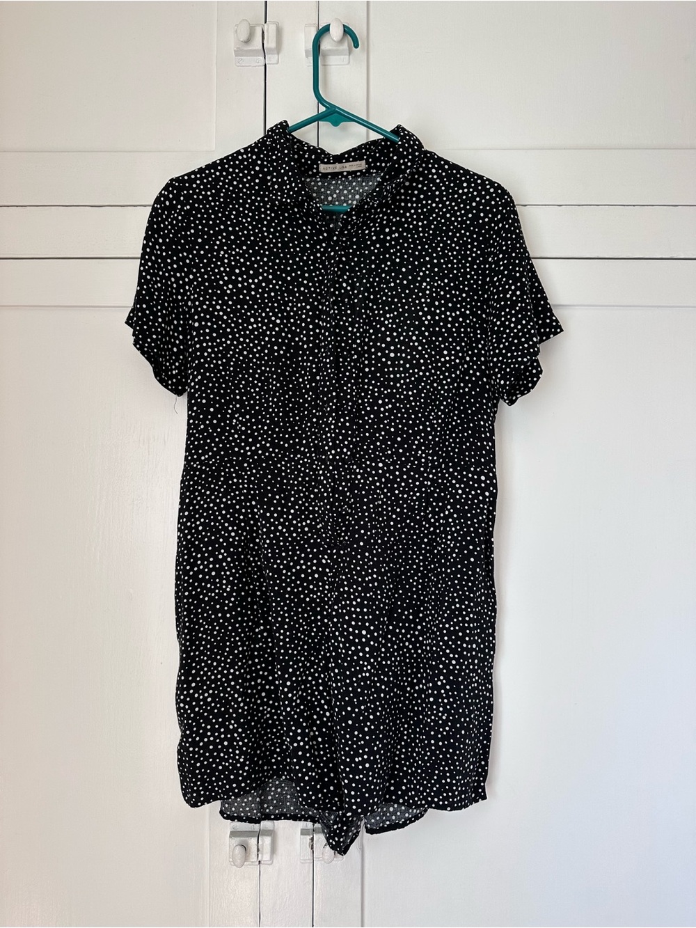 Active USA Black and White Polka Dot Short Sleeve Blouse